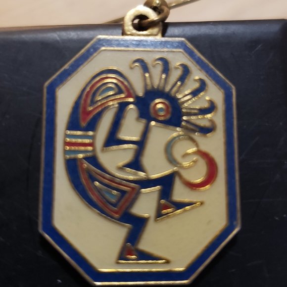 Metal and enameled  Kokopelli Earrings, Southwest - Picture 3 of 3